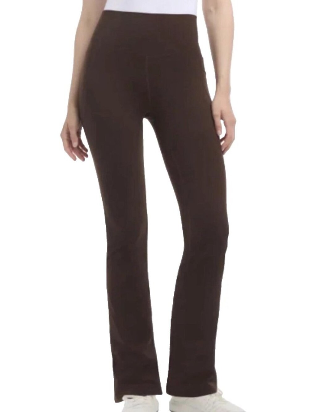 Jockey Womens Brown Straight-Leg High-Rise Pants Size M Nylon Blend Imported